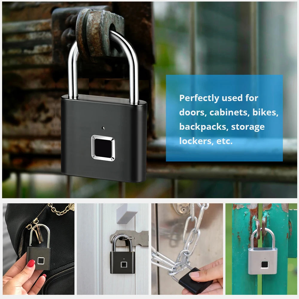 Smart Fingerprint Padlock Waterproof Keyless Security Lock