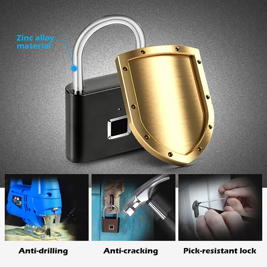 Smart Fingerprint Padlock Waterproof Keyless Security Lock