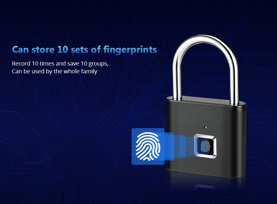 Smart Fingerprint Padlock Waterproof Keyless Security Lock