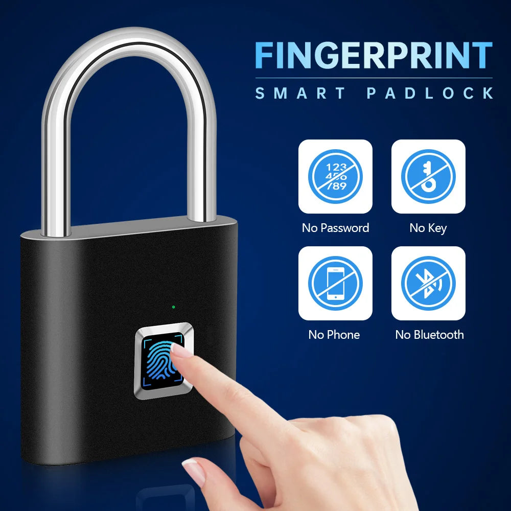 Smart Fingerprint Padlock Waterproof Keyless Security Lock