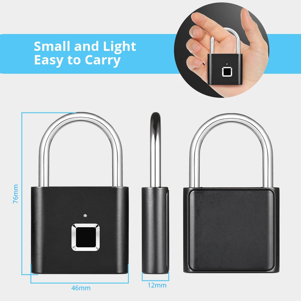 Smart Fingerprint Padlock Waterproof Keyless Security Lock