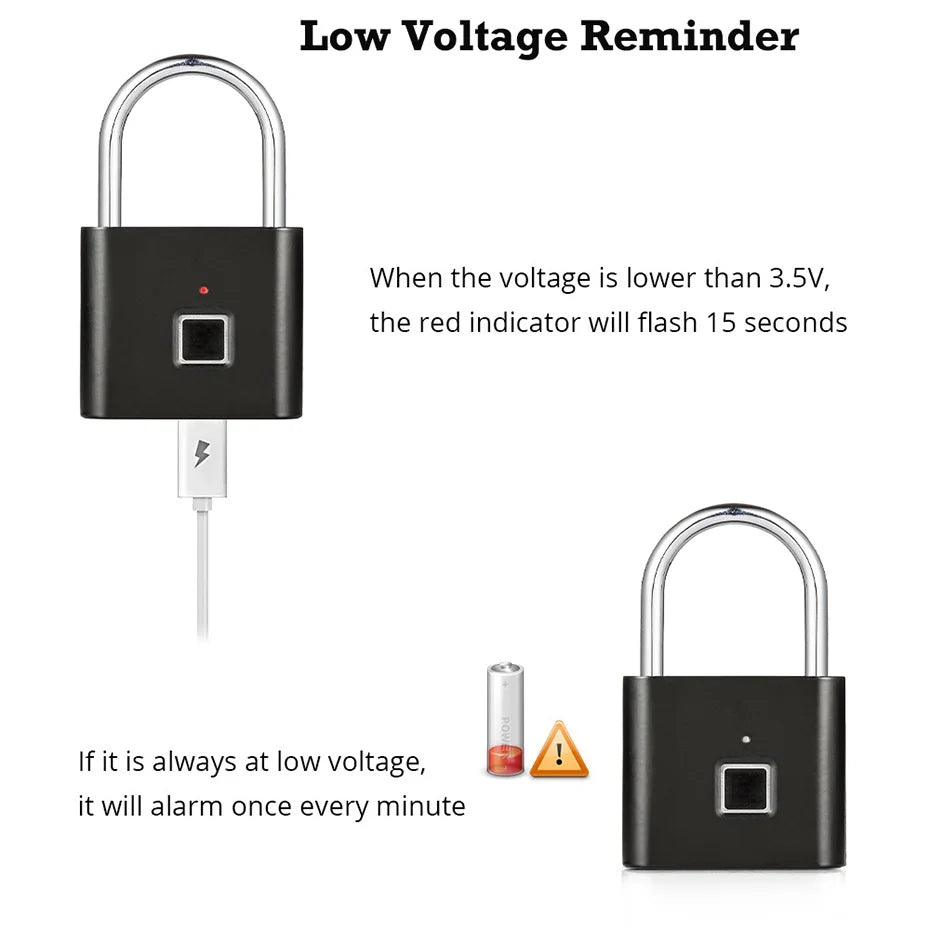 Smart Fingerprint Padlock Waterproof Keyless Security Lock