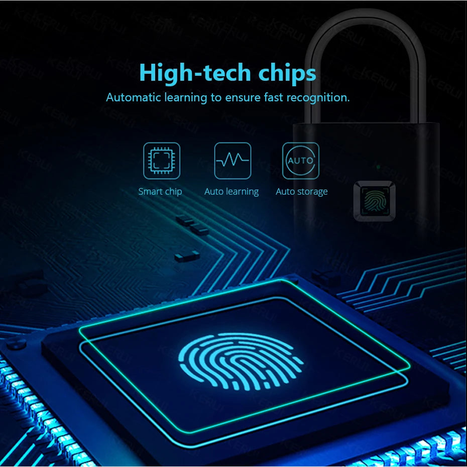 Smart Fingerprint Padlock Waterproof Keyless Security Lock