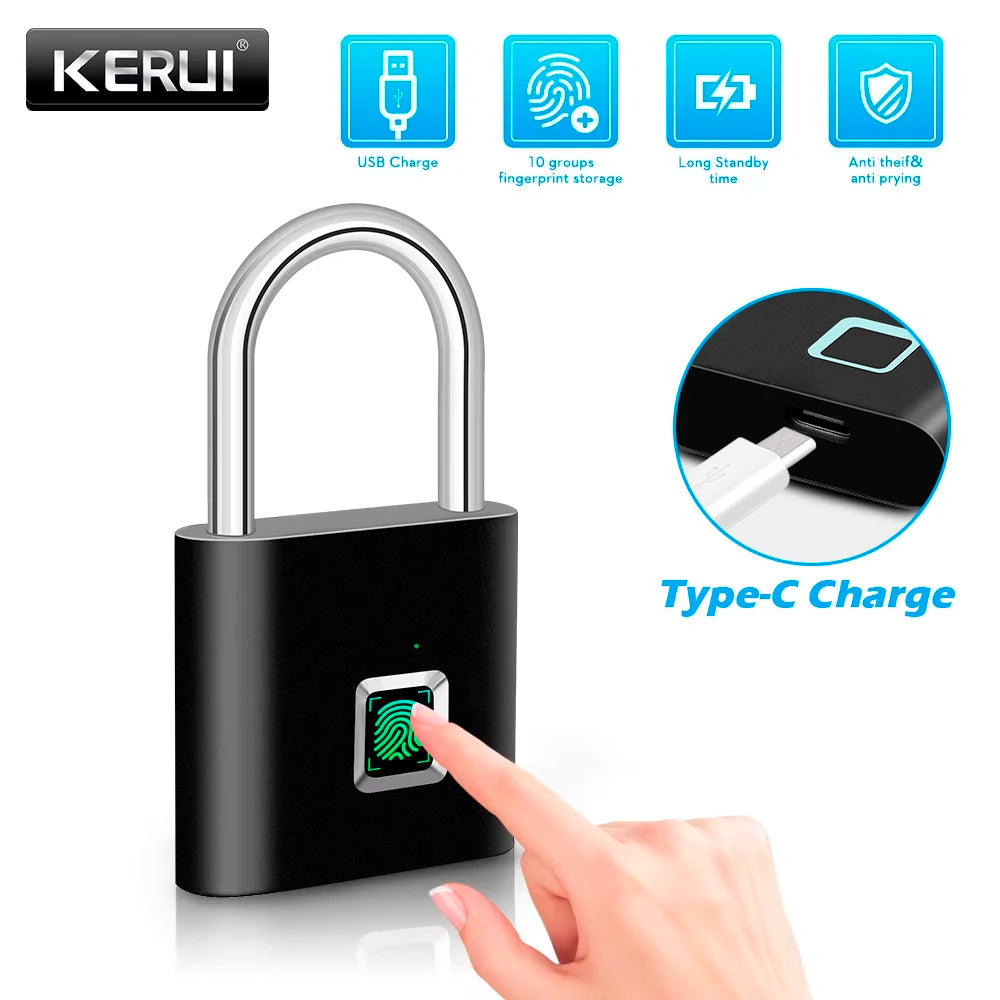 Smart Fingerprint Padlock Waterproof Keyless Security Lock