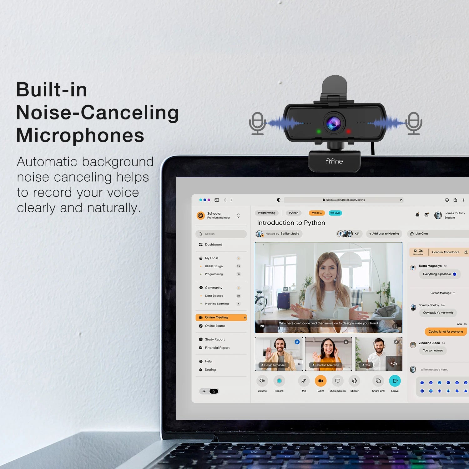 FIFINE 1440p HD Webcam with Microphone & Tripod - Live Streaming & Video Calls