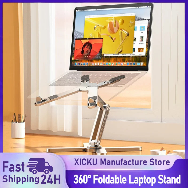 Foldable Laptop Stand – 360° Adjustable Aluminum Alloy Desk Holder