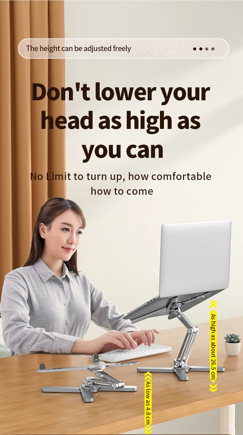 Foldable Laptop Stand – 360° Adjustable Aluminum Alloy Desk Holder