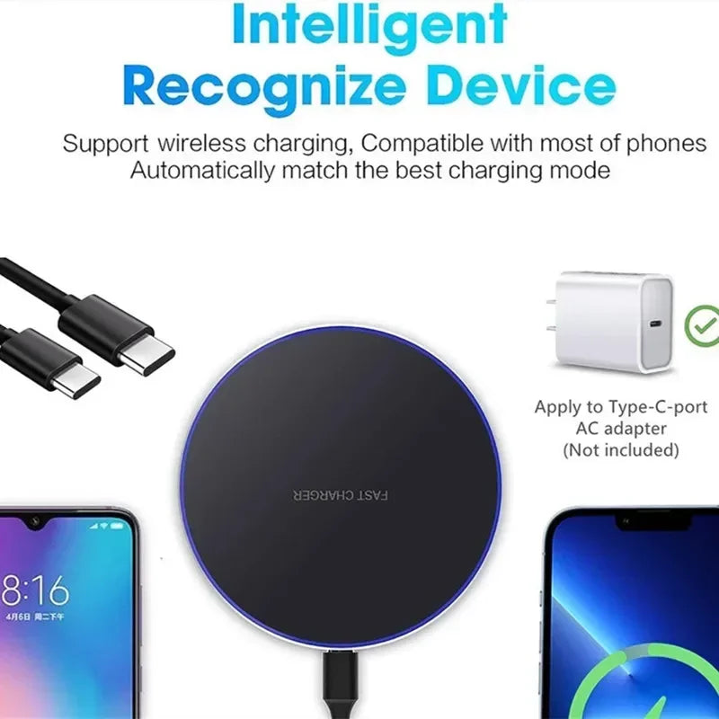 Fast Wireless Charger Pad - 30W Quick Charge for iPhone & Samsung